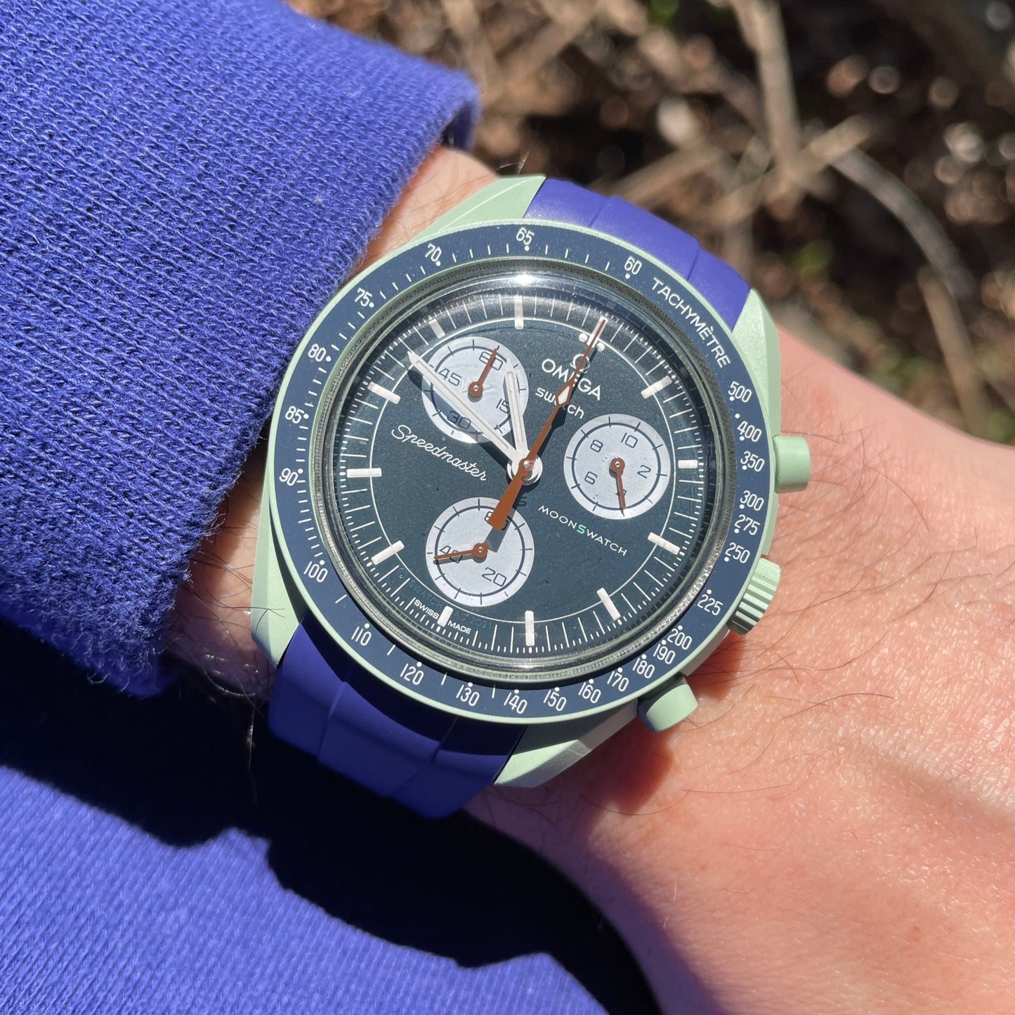 INDIGO NAVY - PREMIUM FKM RUBBER STRAP for OMEGA X SWATCH SPEEDMASTER MOONSWATCH / MOONWATCH