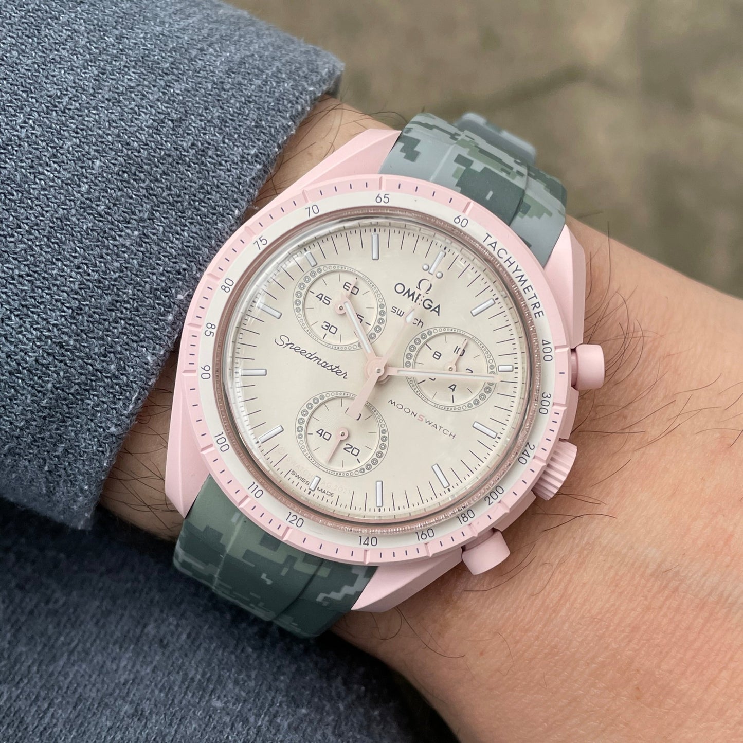 ULTIMATE GRAY - PREMIUM FKM CAMO RUBBER STRAP for OMEGA X SWATCH SPEEDMASTER MOONSWATCH / MOONWATCH