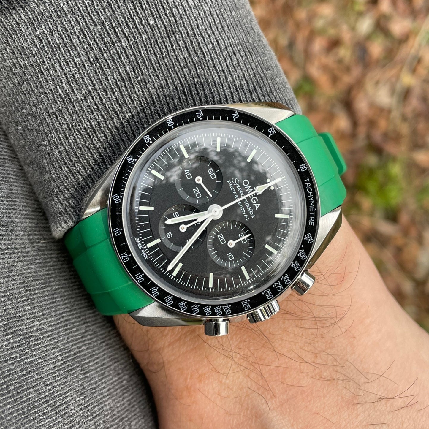 VERDANT GREEN - PREMIUM FKM RUBBER STRAP for OMEGA X SWATCH SPEEDMASTER MOONSWATCH / MOONWATCH