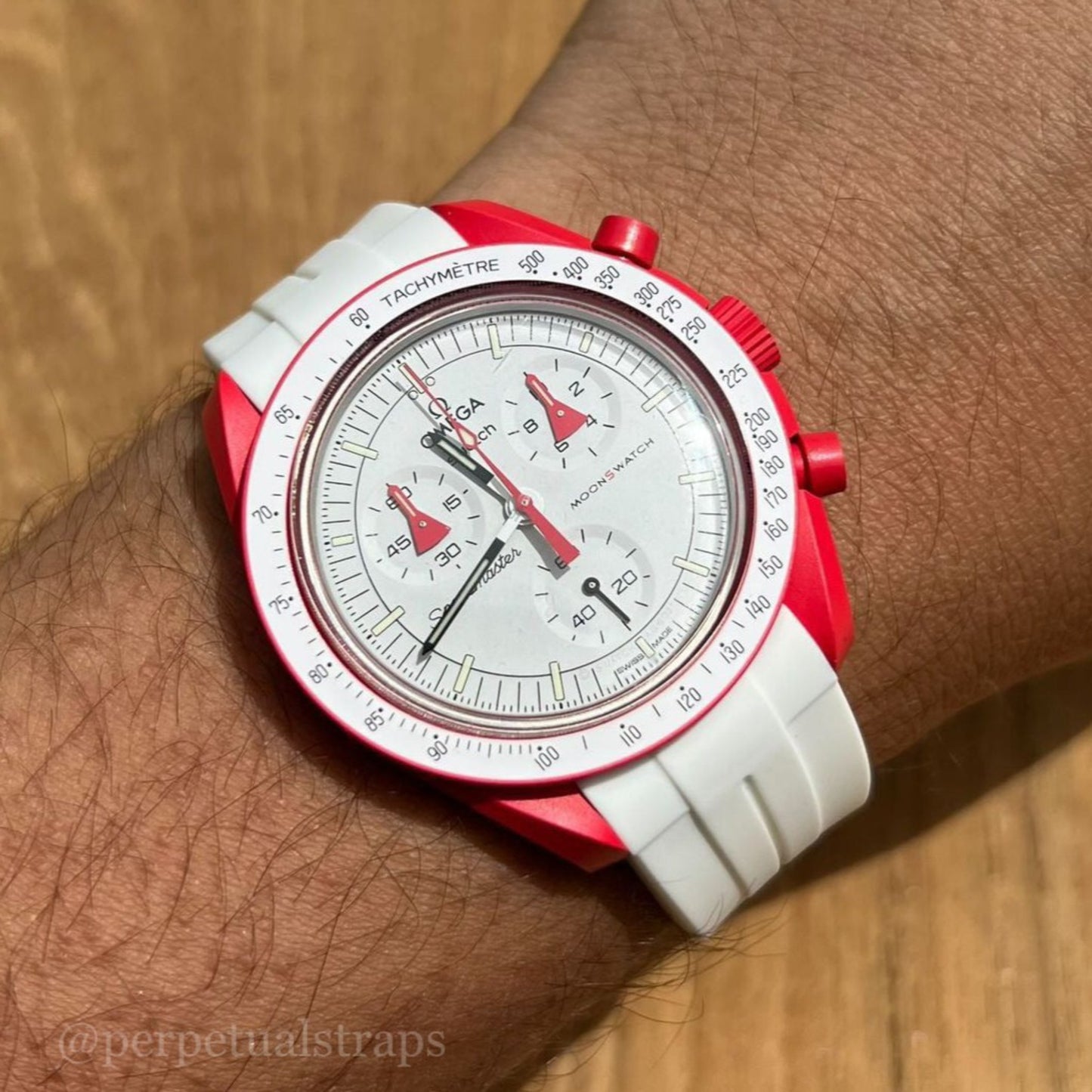 SOLID WHITE - RUBBER WATCH STRAP for OMEGA X SWATCH SPEEDMASTER MOONSWATCH