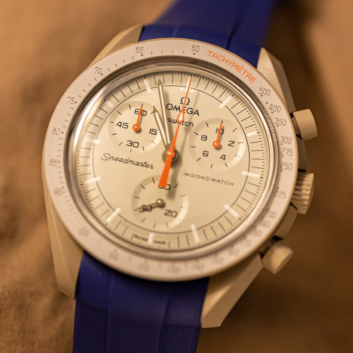 INDIGO NAVY - PREMIUM FKM RUBBER STRAP for OMEGA X SWATCH SPEEDMASTER MOONSWATCH / MOONWATCH