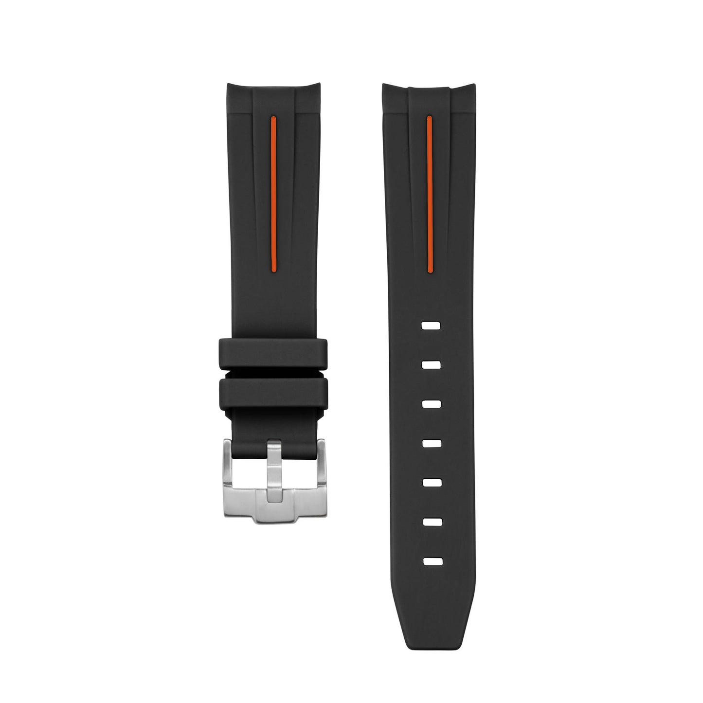 BLACK ORANGE ACCENT - RUBBER WATCH STRAP for OMEGA X SWATCH SPEEDMASTER MOONSWATCH