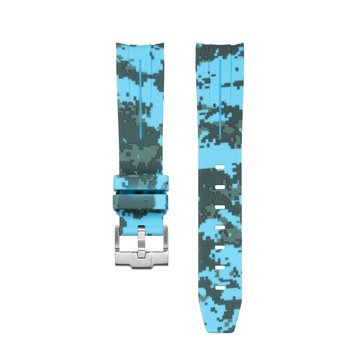 DIGITAL CYAN - BRACELET CAOUTCHOUC CAMO pour OMEGA X SWATCH SPEEDMASTER MOONSWATCH