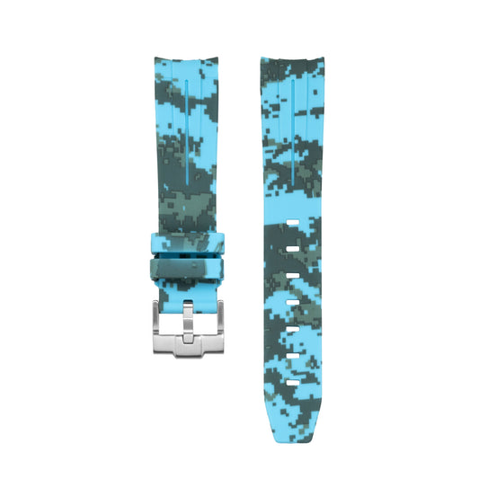 DIGITAL CYAN - BRACELET CAOUTCHOUC CAMO pour OMEGA X SWATCH SPEEDMASTER MOONSWATCH