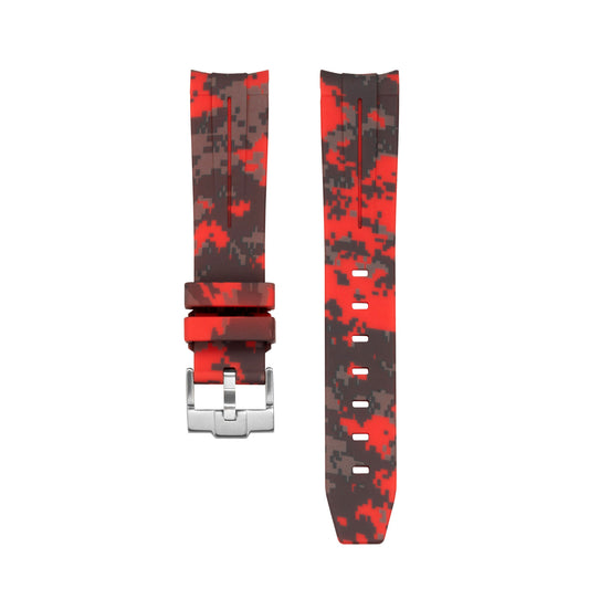 DIGITAL ROUGE - BRACELET CAOUTCHOUC CAMO pour OMEGA X SWATCH SPEEDMASTER MOONSWATCH