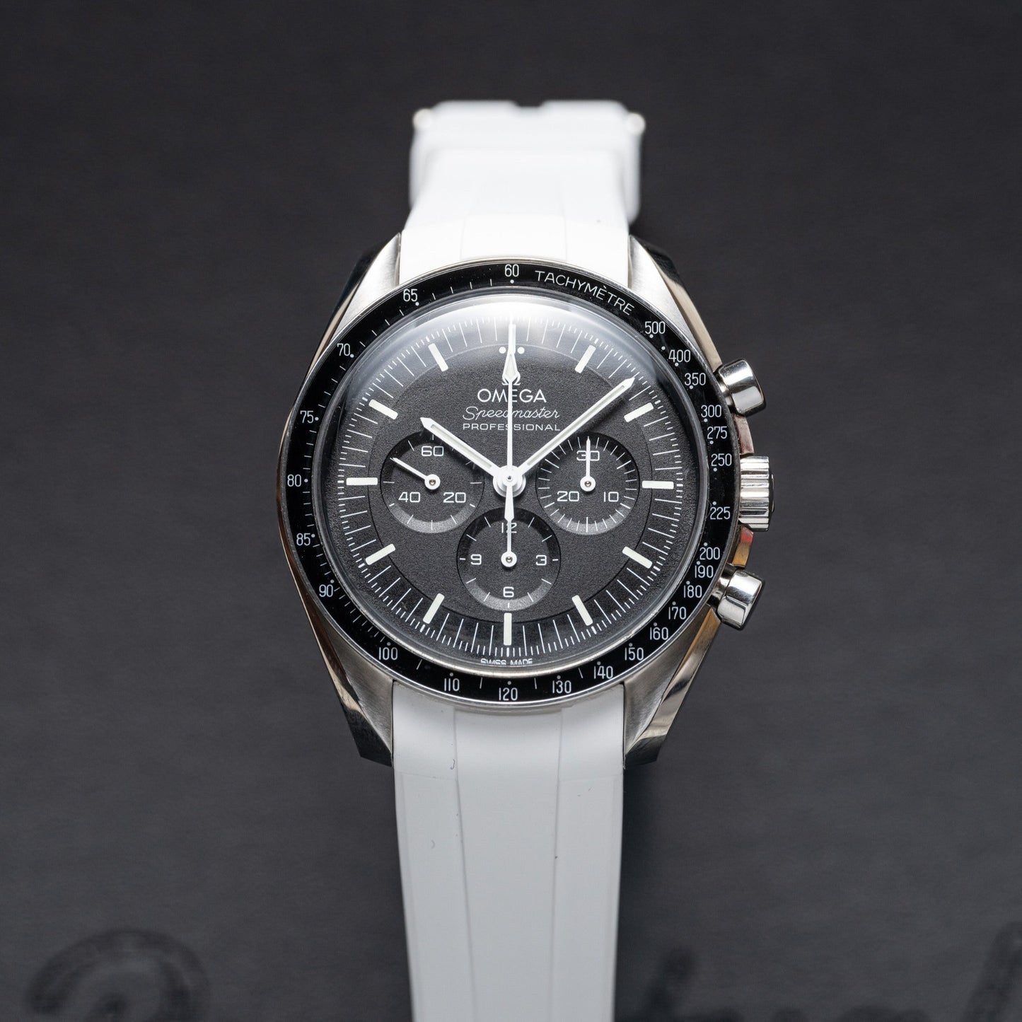 BRILLIANT WHITE - PREMIUM FKM RUBBER STRAP for OMEGA X SWATCH SPEEDMASTER MOONSWATCH / MOONWATCH