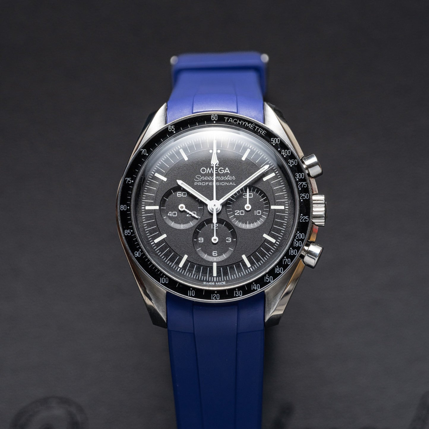 INDIGO NAVY - PREMIUM FKM RUBBER STRAP for OMEGA X SWATCH SPEEDMASTER MOONSWATCH / MOONWATCH