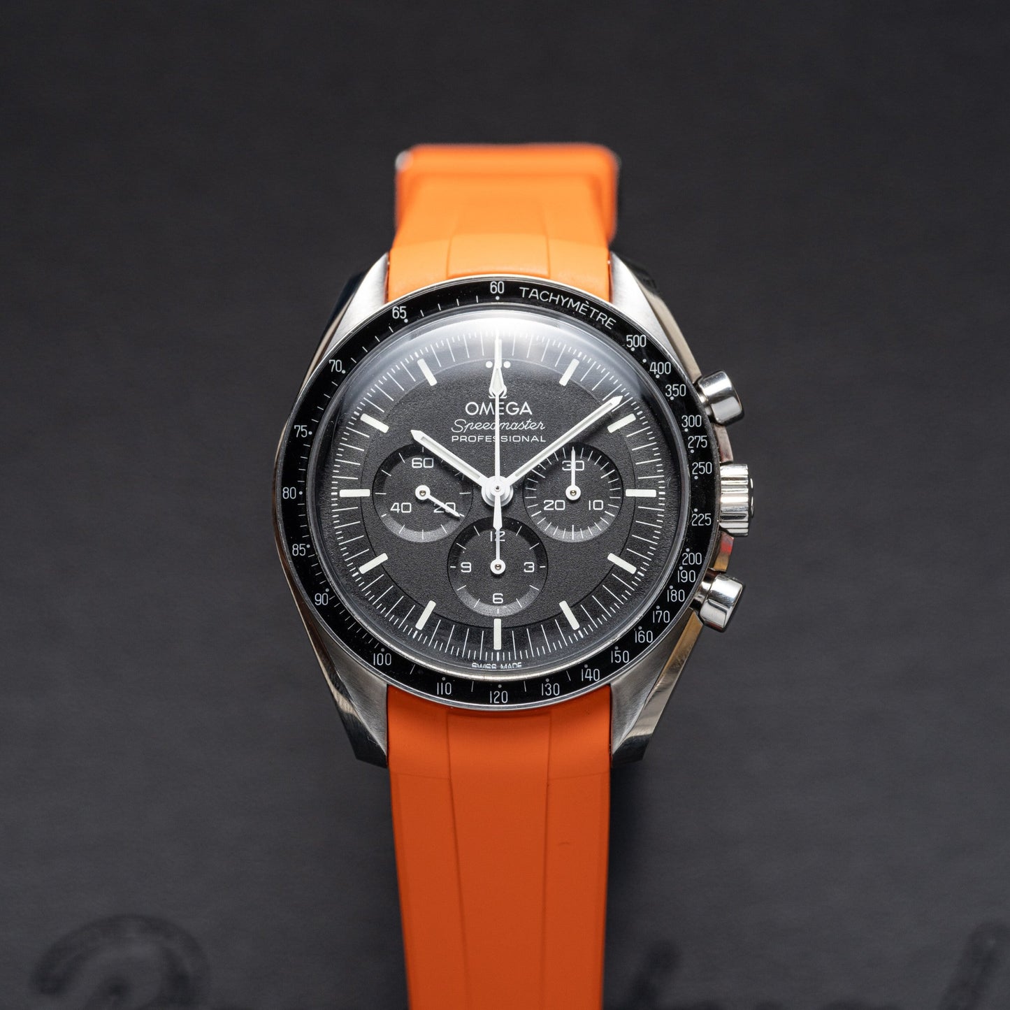 VIBRANT ORANGE - PREMIUM FKM RUBBER STRAP for OMEGA X SWATCH SPEEDMASTER MOONSWATCH / MOONWATCH