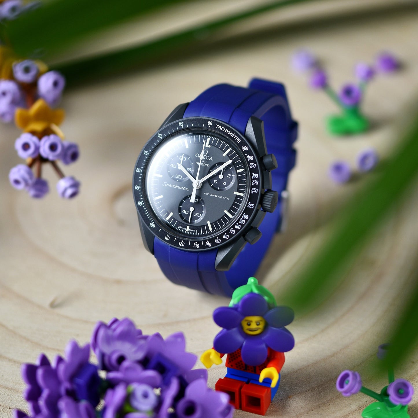 INDIGO NAVY - PREMIUM FKM RUBBER STRAP for OMEGA X SWATCH SPEEDMASTER MOONSWATCH / MOONWATCH