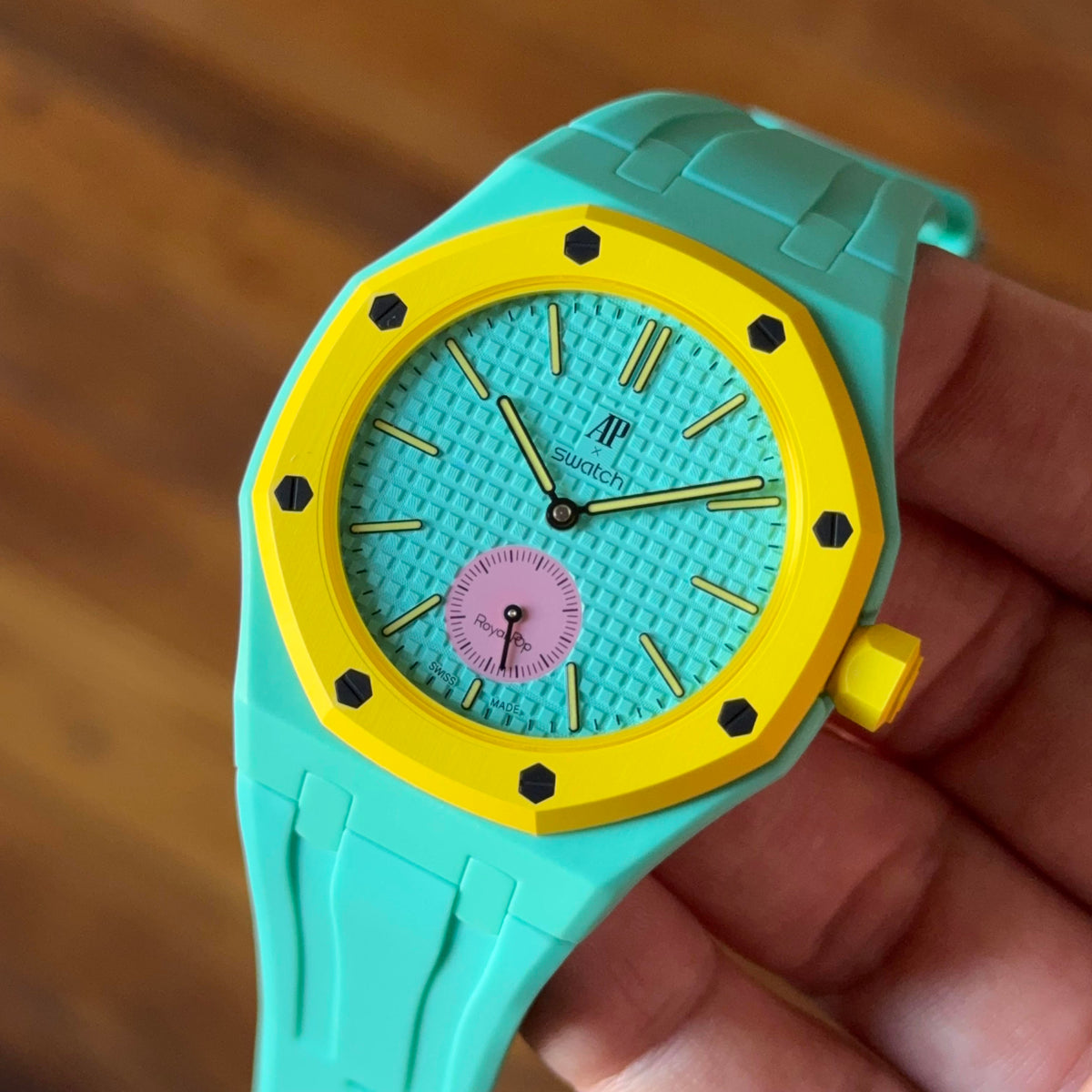 TRUE TURQUOISE - CASE & STRAP SYSTEM for AP X SWATCH ROYAL POP OTG ROZ