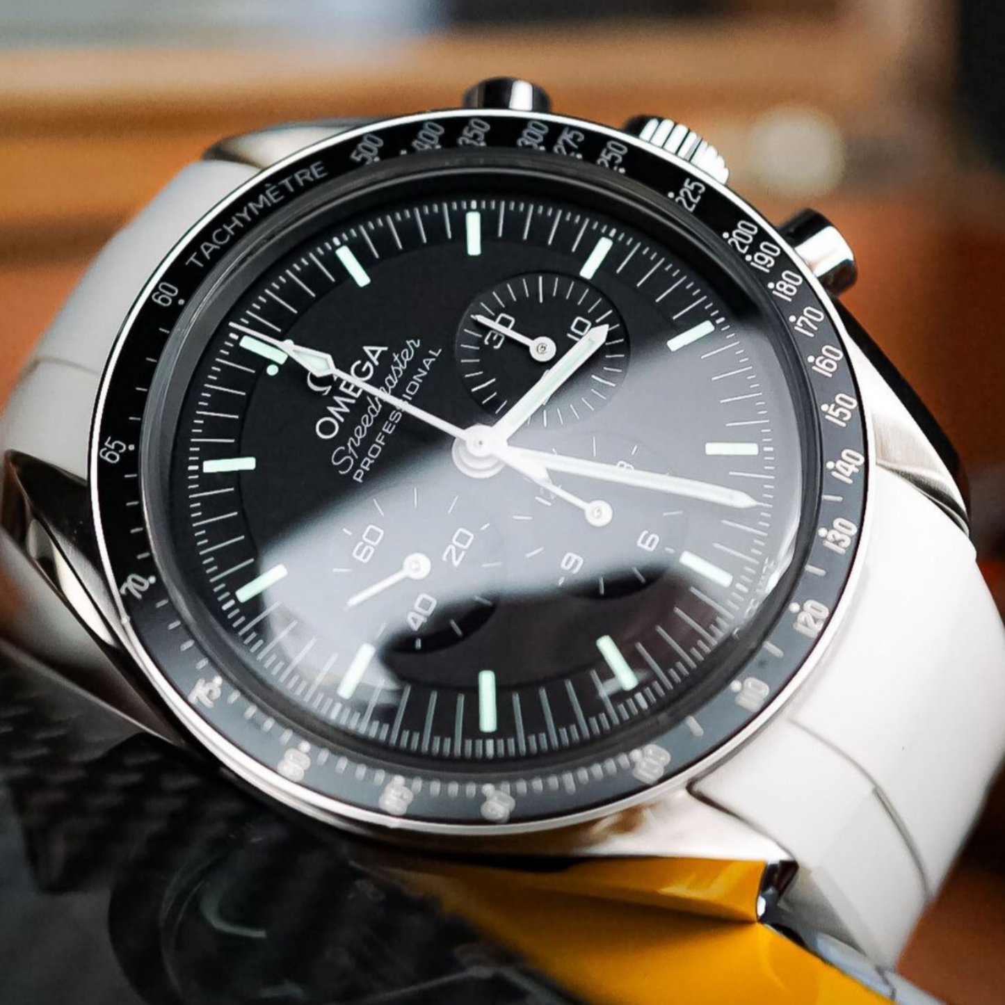 BRILLIANT WHITE - PREMIUM FKM RUBBER STRAP for OMEGA X SWATCH SPEEDMASTER MOONSWATCH / MOONWATCH