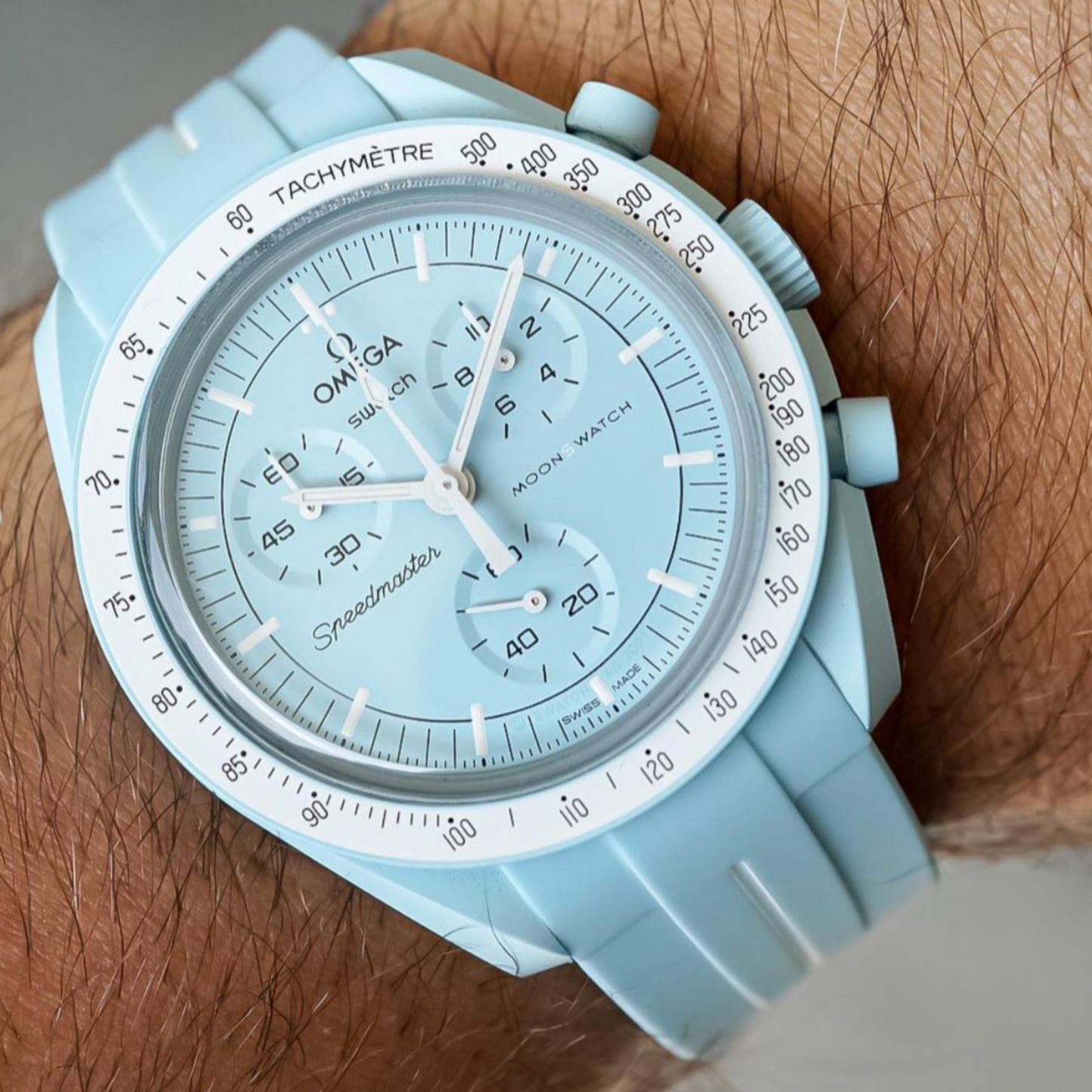 AQUA ACCENT - RUBBER WATCH STRAP for OMEGA X SWATCH SPEEDMASTER MOONSWATCH