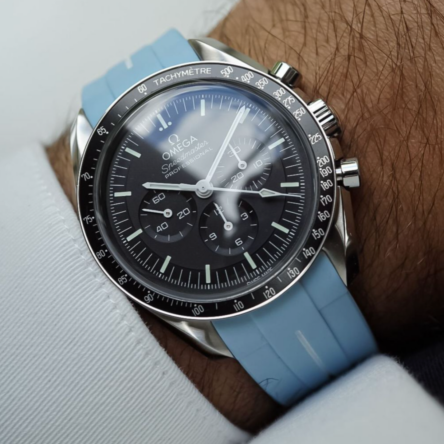 AQUA ACCENT - RUBBER WATCH STRAP for OMEGA X SWATCH SPEEDMASTER MOONSWATCH