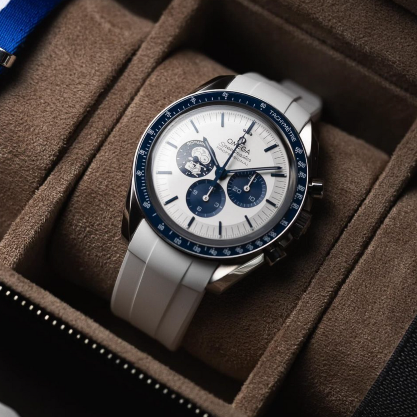 BRILLIANT WHITE - PREMIUM FKM RUBBER STRAP for OMEGA X SWATCH SPEEDMASTER MOONSWATCH / MOONWATCH