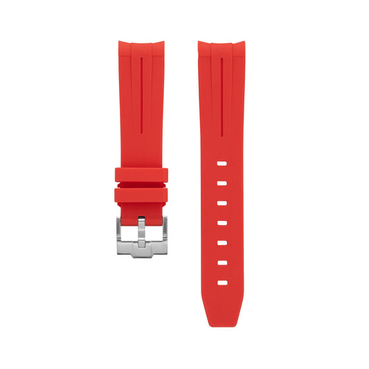 SOLID RED - RUBBER WATCH STRAP for OMEGA X SWATCH SPEEDMASTER MOONSWATCH