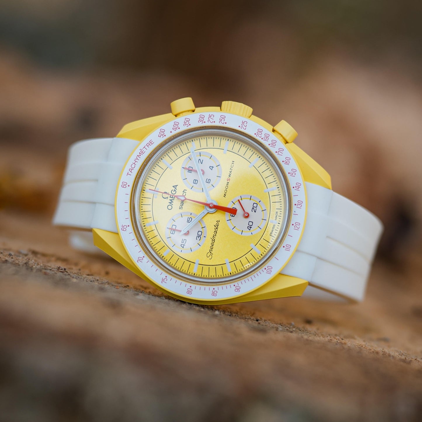 SOLID WHITE - RUBBER WATCH STRAP for OMEGA X SWATCH SPEEDMASTER MOONSWATCH