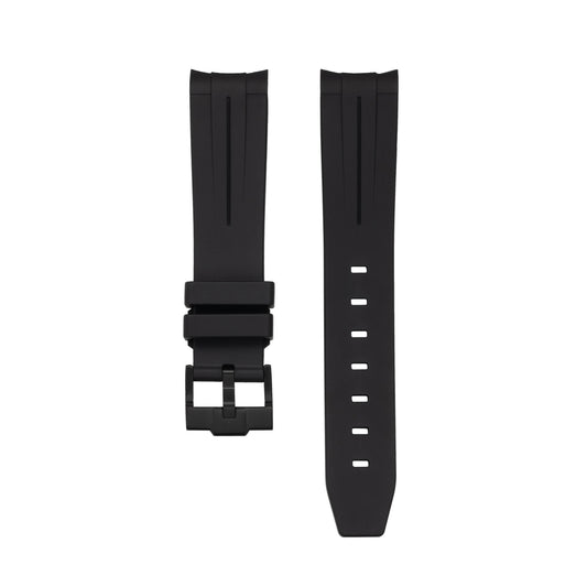 TRIPLE BLACK - RUBBER WATCH STRAP for OMEGA X SWATCH SPEEDMASTER MOONSWATCH