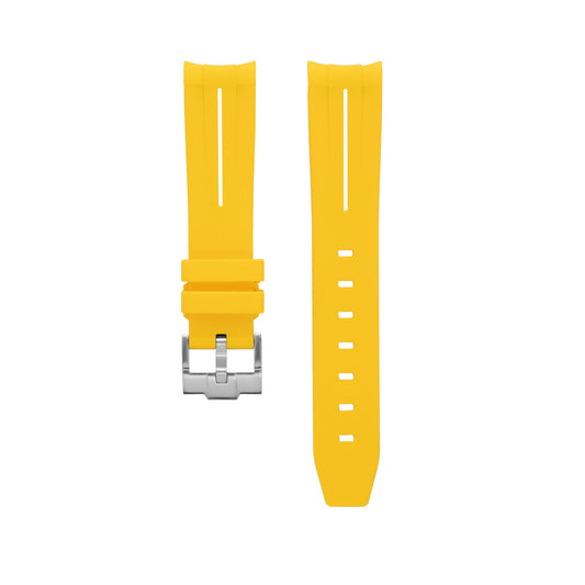 YELLOW ACCENT - RUBBER WATCH STRAP for OMEGA X SWATCH SPEEDMASTER MOONSWATCH