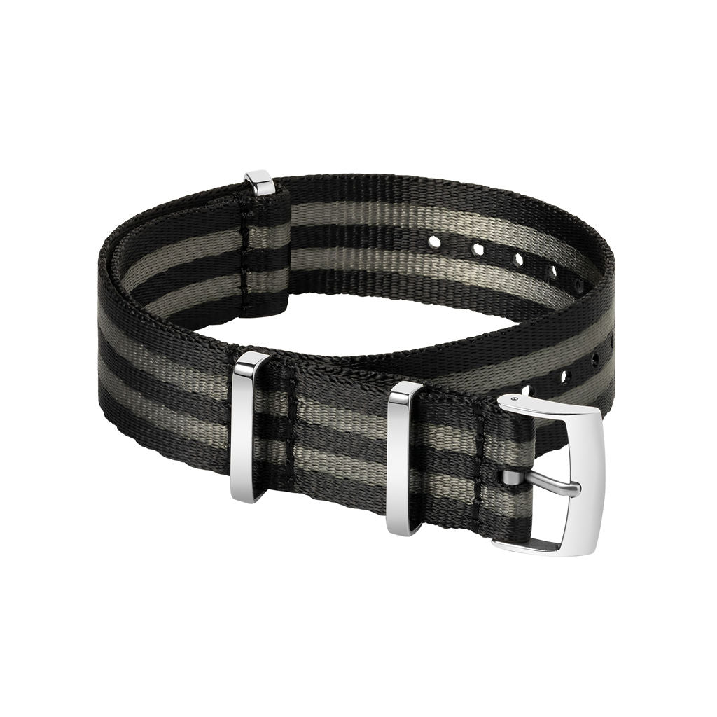 BLACK GRAY NYLON PREMIUM FABRIC WATCH STRAP for MOST 20MM