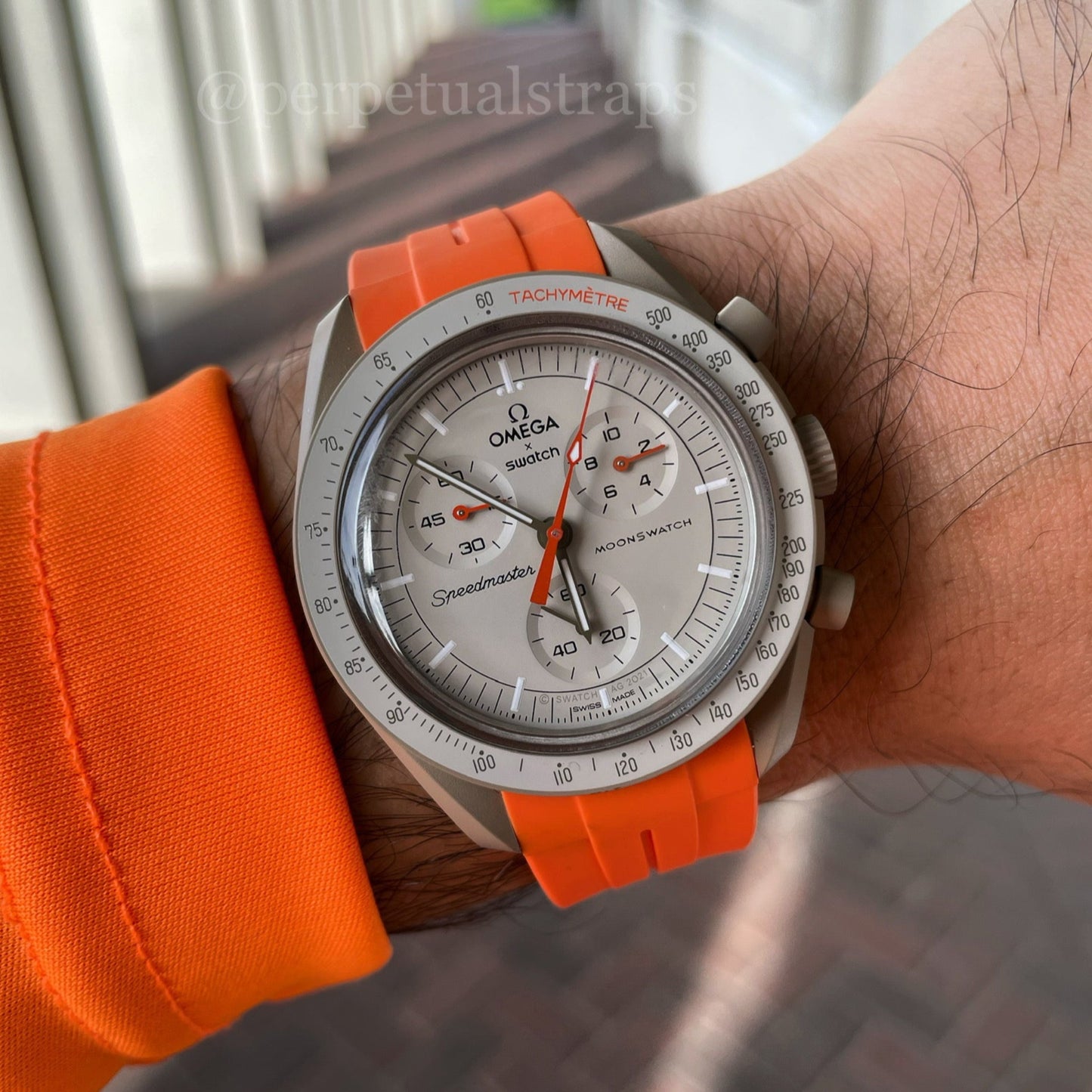 SOLID ORANGE - RUBBER WATCH STRAP for OMEGA X SWATCH SPEEDMASTER MOONSWATCH