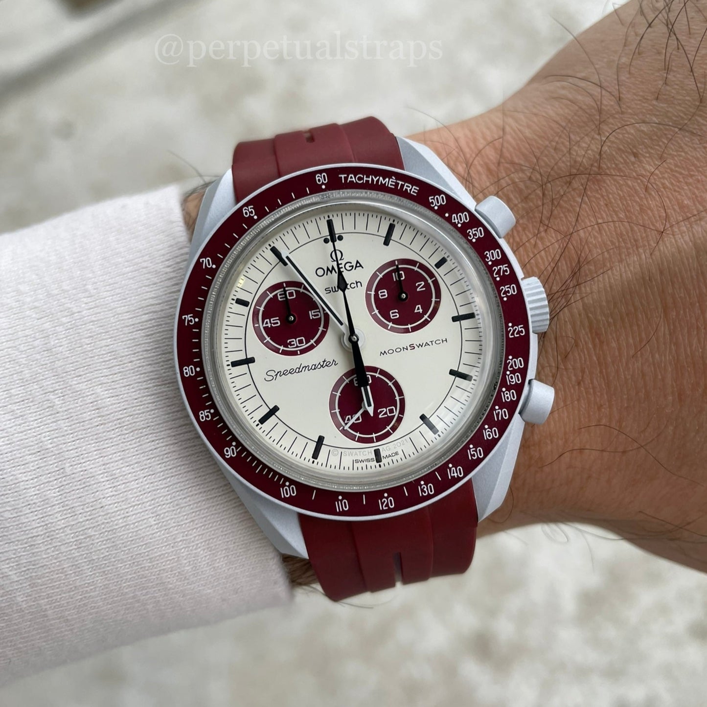 BORDEAUX MASSIF - BRACELET CAOUTCHOUC pour OMEGA X SWATCH SPEEDMASTER MOONSWATCH