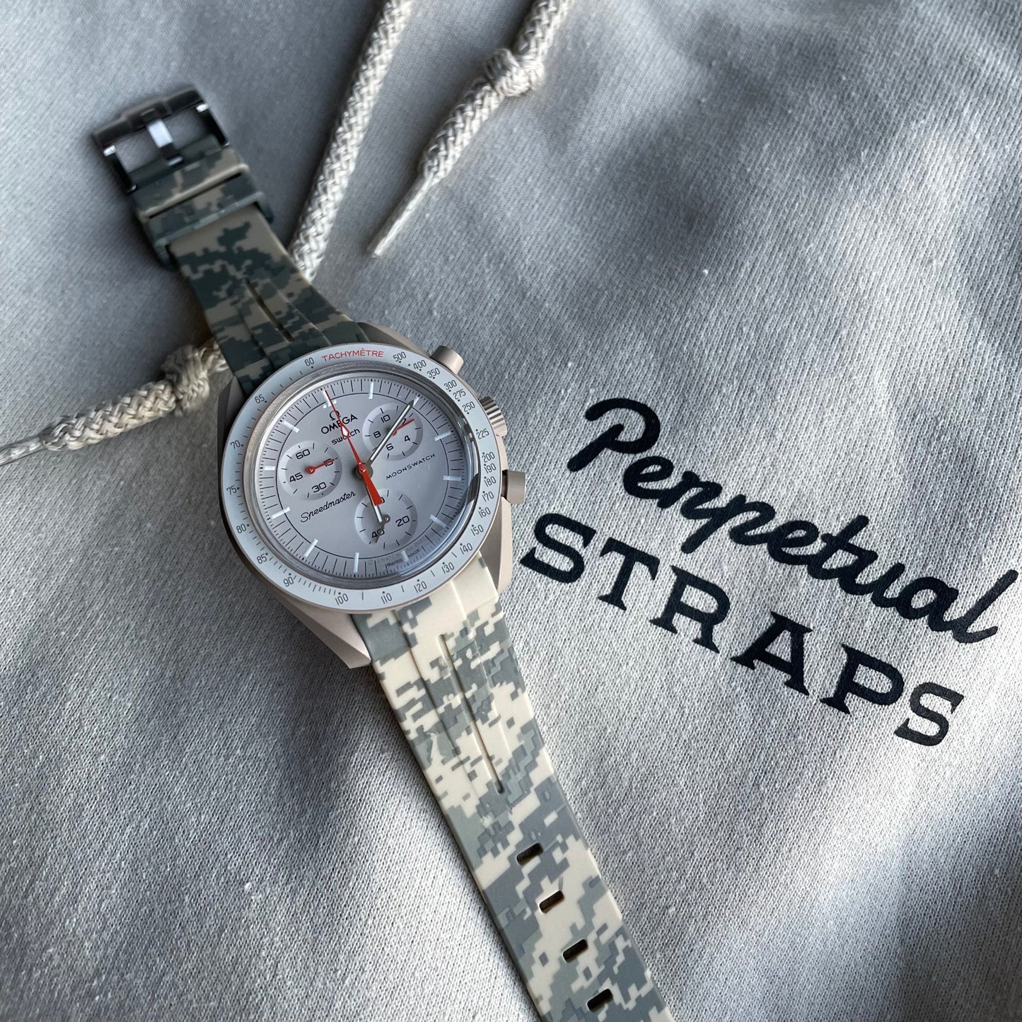 DIGITAL KAKI - BRACELET CAOUTCHOUC CAMO pour OMEGA X SWATCH SPEEDMASTER MOONSWATCH