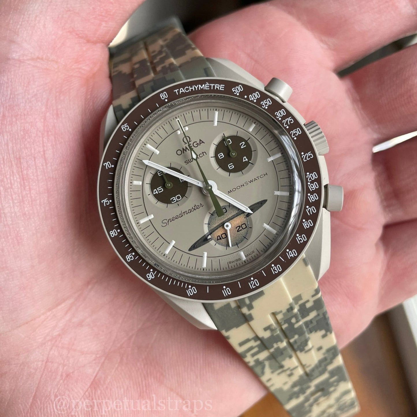 DIGITAL KAKI - BRACELET CAOUTCHOUC CAMO pour OMEGA X SWATCH SPEEDMASTER MOONSWATCH