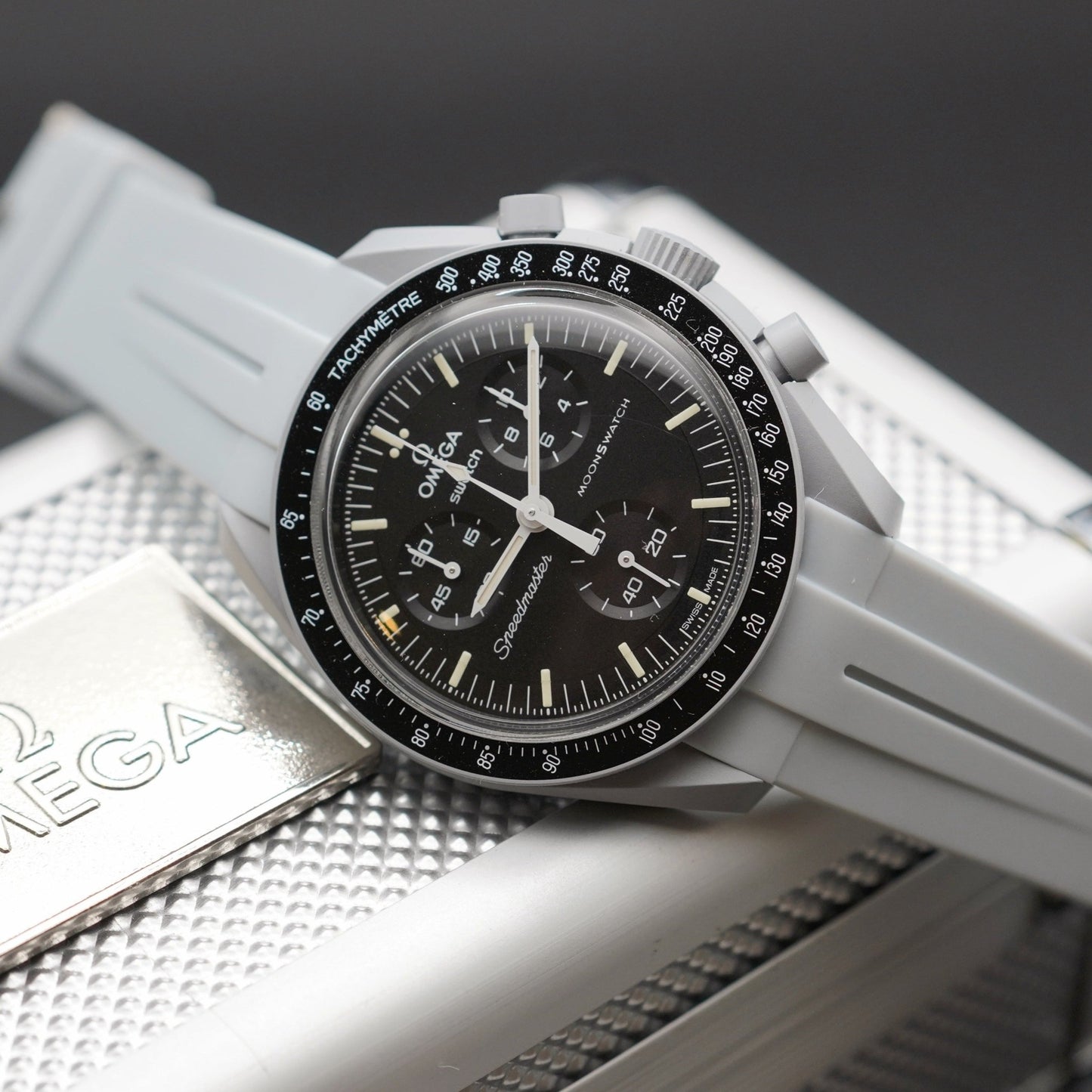 SOLID PLATINUM - RUBBER WATCH STRAP for OMEGA X SWATCH SPEEDMASTER MOONSWATCH