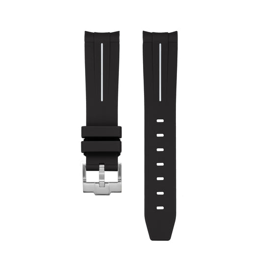 BLACK ACCENT - RUBBER WATCH STRAP for OMEGA X SWATCH SPEEDMASTER MOONSWATCH