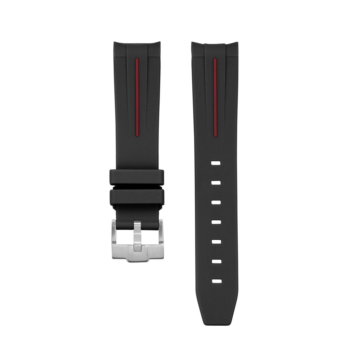 BLACK RED ACCENT - RUBBER WATCH STRAP for OMEGA X SWATCH SPEEDMASTER MOONSWATCH