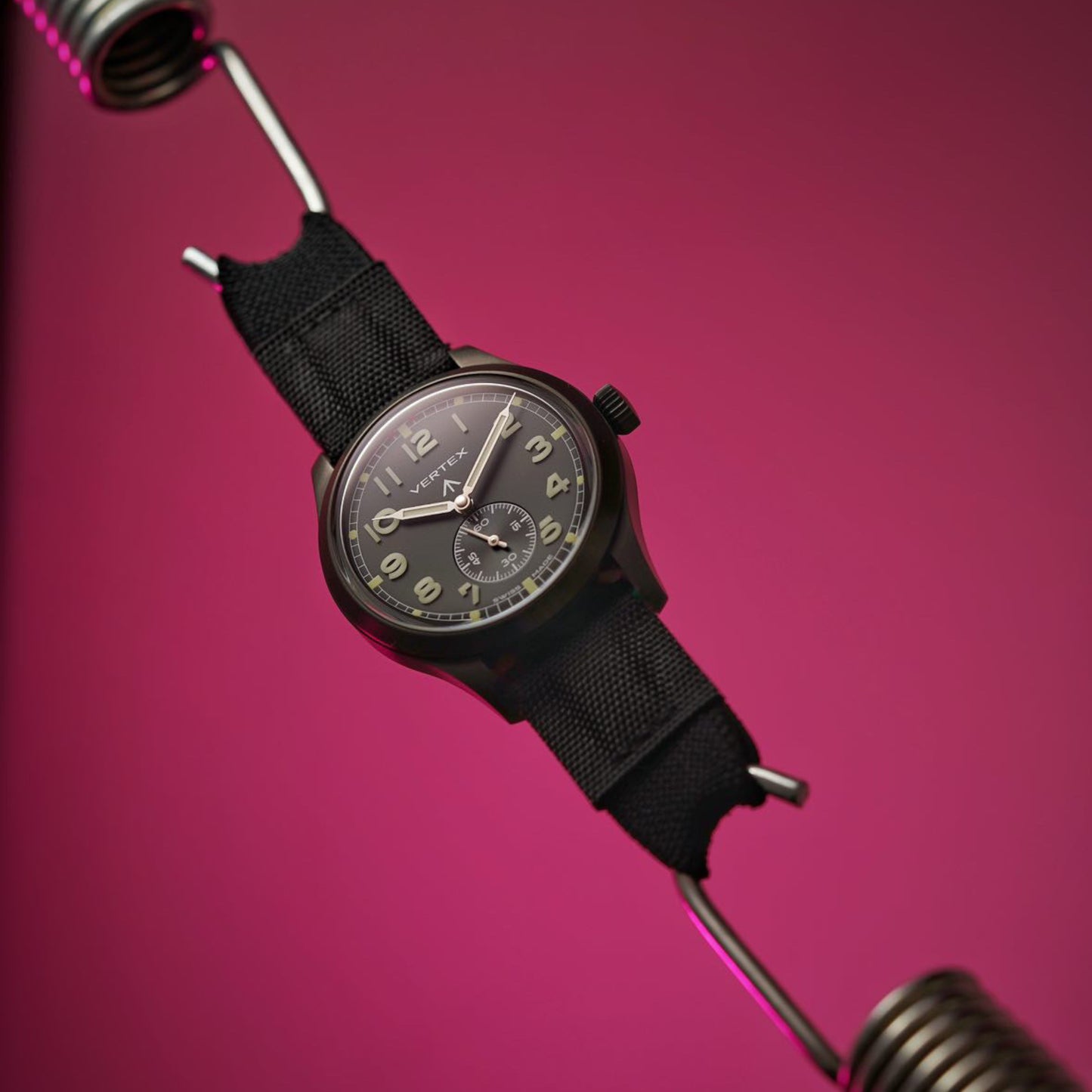 BLACK ELASTIC - PREMIUM FABRIC HYBRID WATCH STRAP for MOST WATCHES WITH A 20MM LUG WIDTH