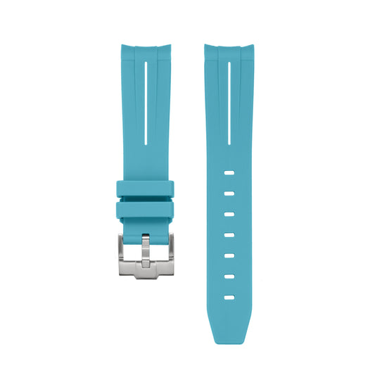 CYAN ACCENT - RUBBER WATCH STRAP for OMEGA X SWATCH SPEEDMASTER MOONSWATCH