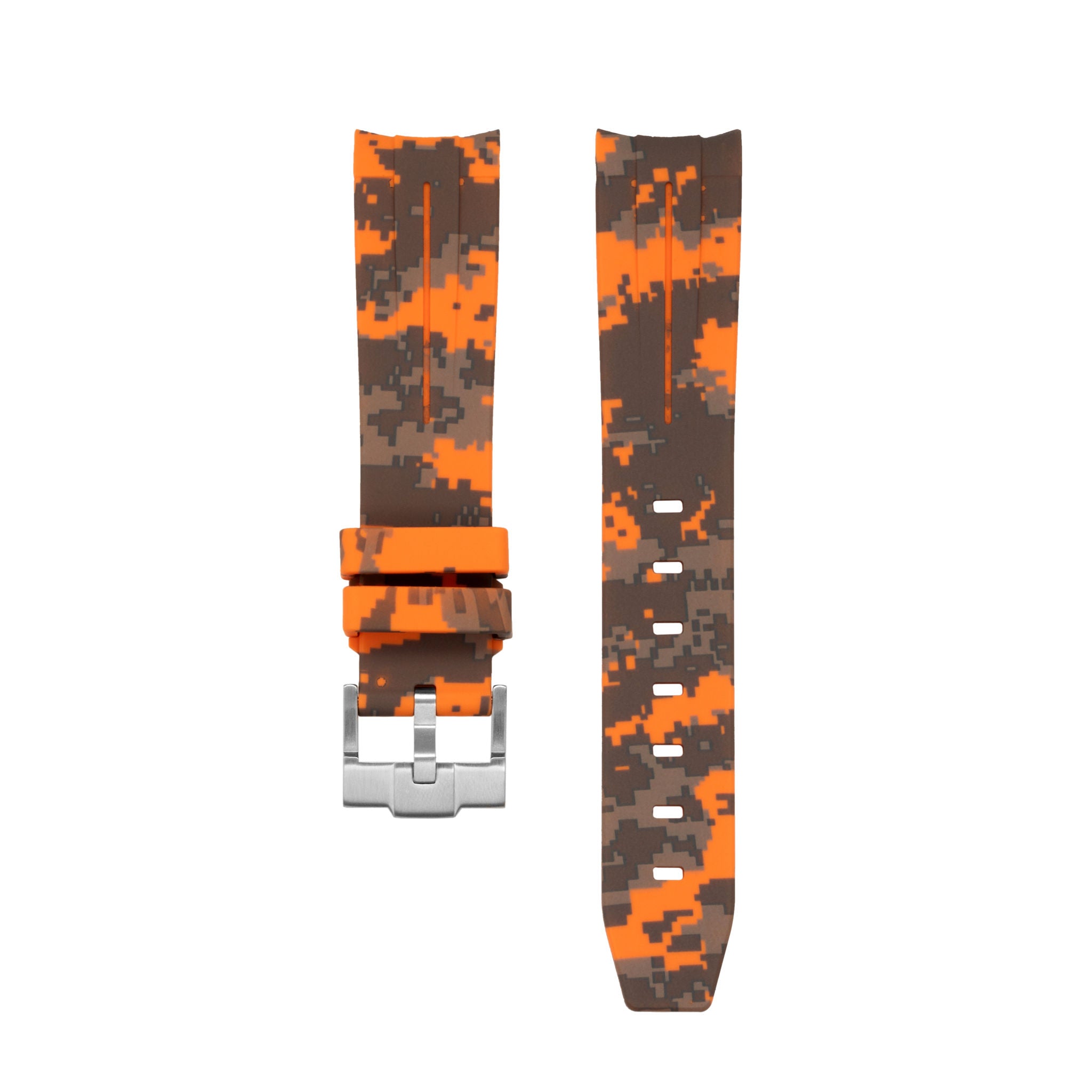 DIGITAL ORANGE CAMO RUBBER WATCH STRAP for OMEGA X SWATCH SPEEDMASTER MOONSWATCH