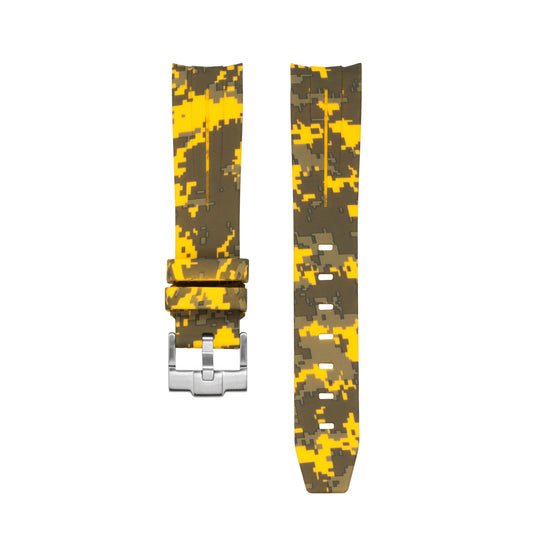 DIGITAL YELLOW - CAMO RUBBER WATCH STRAP for OMEGA X SWATCH SPEEDMASTER MOONSWATCH