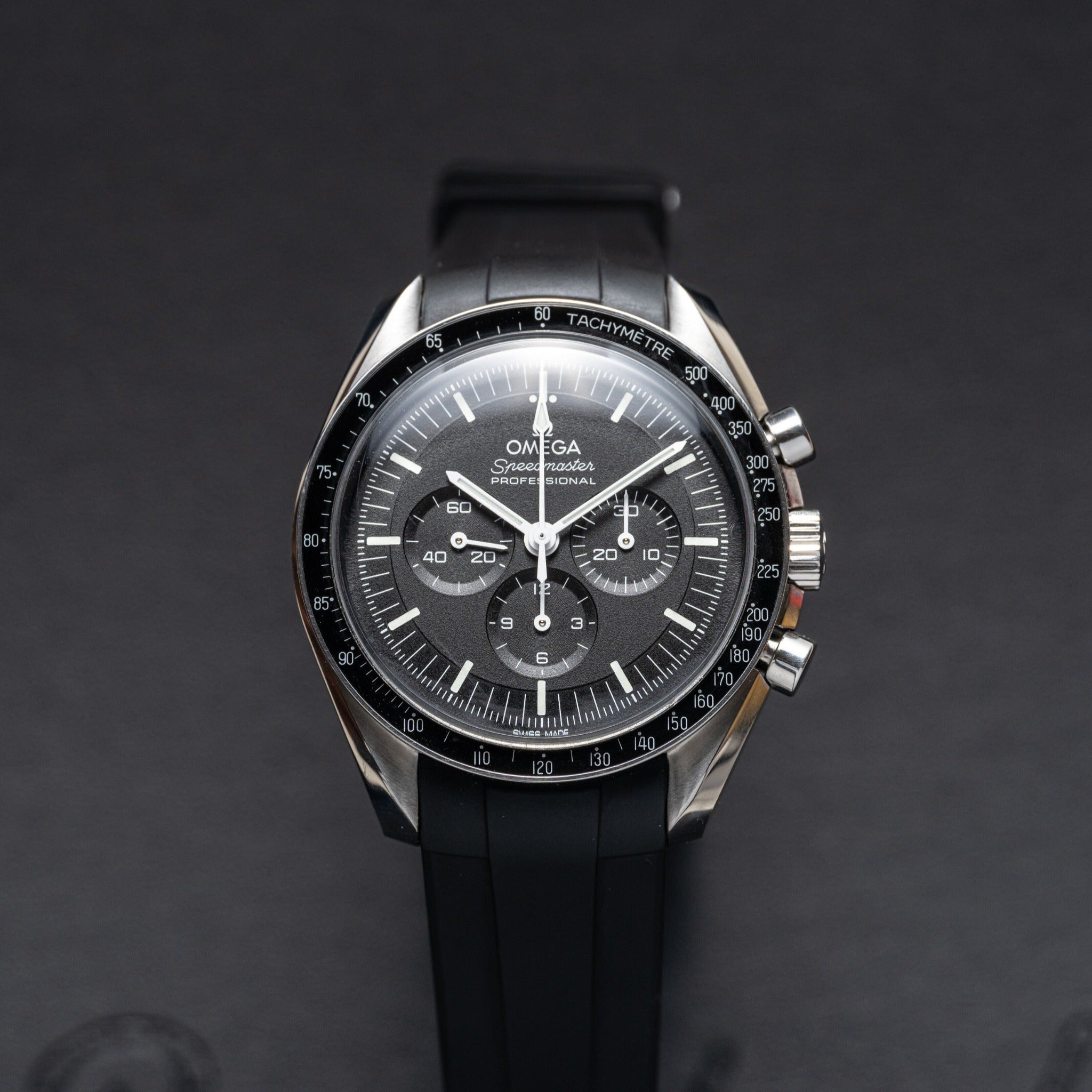 ULTRA BLACK PREMIUM FKM RUBBER STRAP for OMEGA X SWATCH