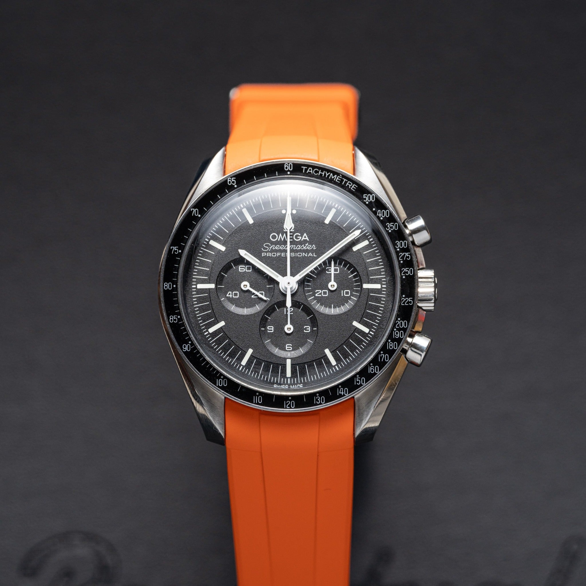 VIBRANT ORANGE PREMIUM FKM RUBBER STRAP for OMEGA SWATCH