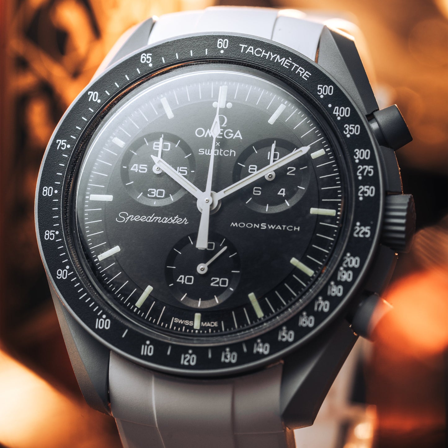 BRILLIANT WHITE - PREMIUM FKM RUBBER STRAP for OMEGA X SWATCH SPEEDMASTER MOONSWATCH / MOONWATCH