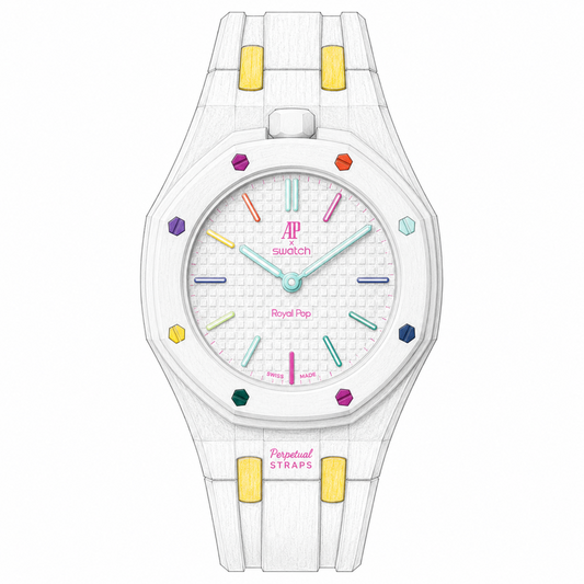 INTEGRATED WRIST STRAP SYSTEM for AUDEMARS X SWATCH ROYAL POP HUIT BLANC