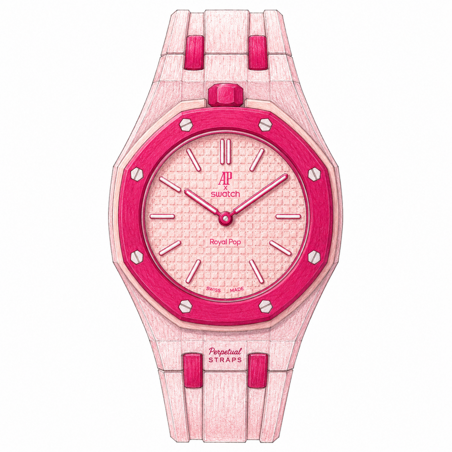 INTEGRATED WRIST STRAP SYSTEM for AUDEMARS X SWATCH ROYAL POP OTTO ROSSO