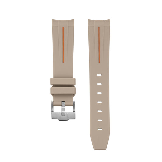 TAN ORANGE ACCENT - RUBBER WATCH STRAP for OMEGA X SWATCH SPEEDMASTER MOONSWATCH