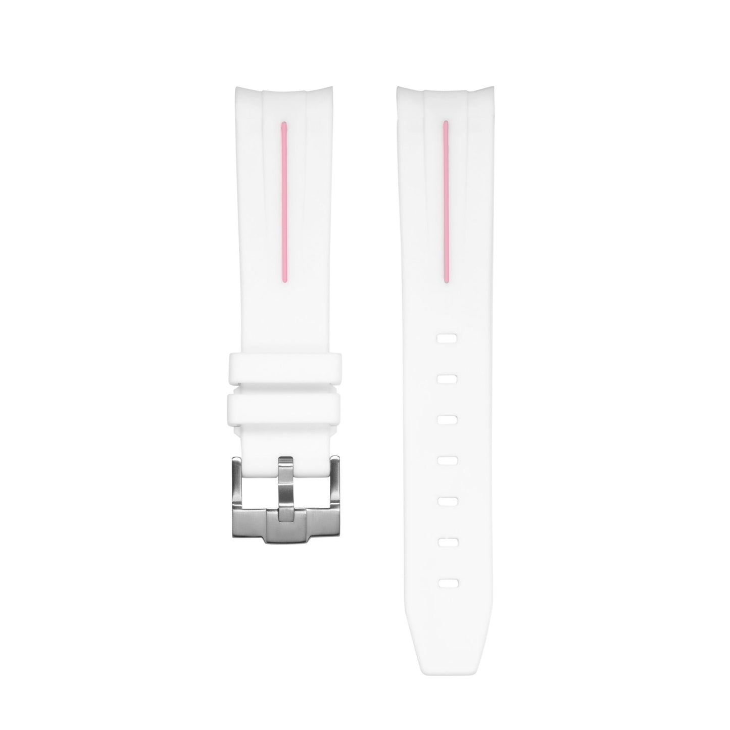 WHITE PINK ACCENT - RUBBER WATCH STRAP for OMEGA X SWATCH SPEEDMASTER MOONSWATCH