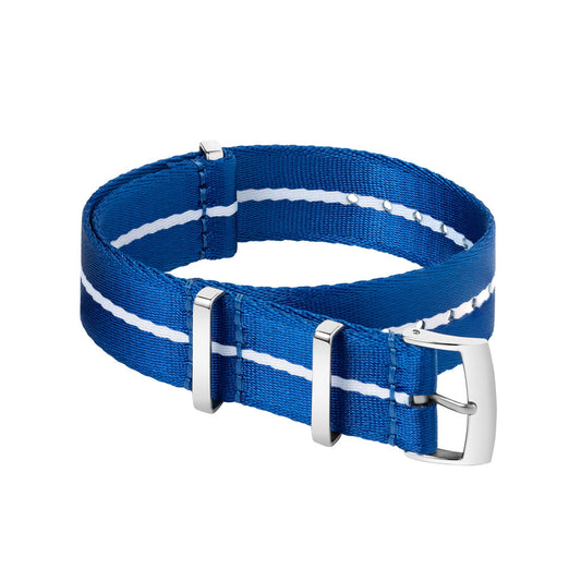 BLUE WHITE NYLON - PREMIUM FABRIC WATCH STRAP for MOST WATCHES WITH A 20MM LUG WIDTH